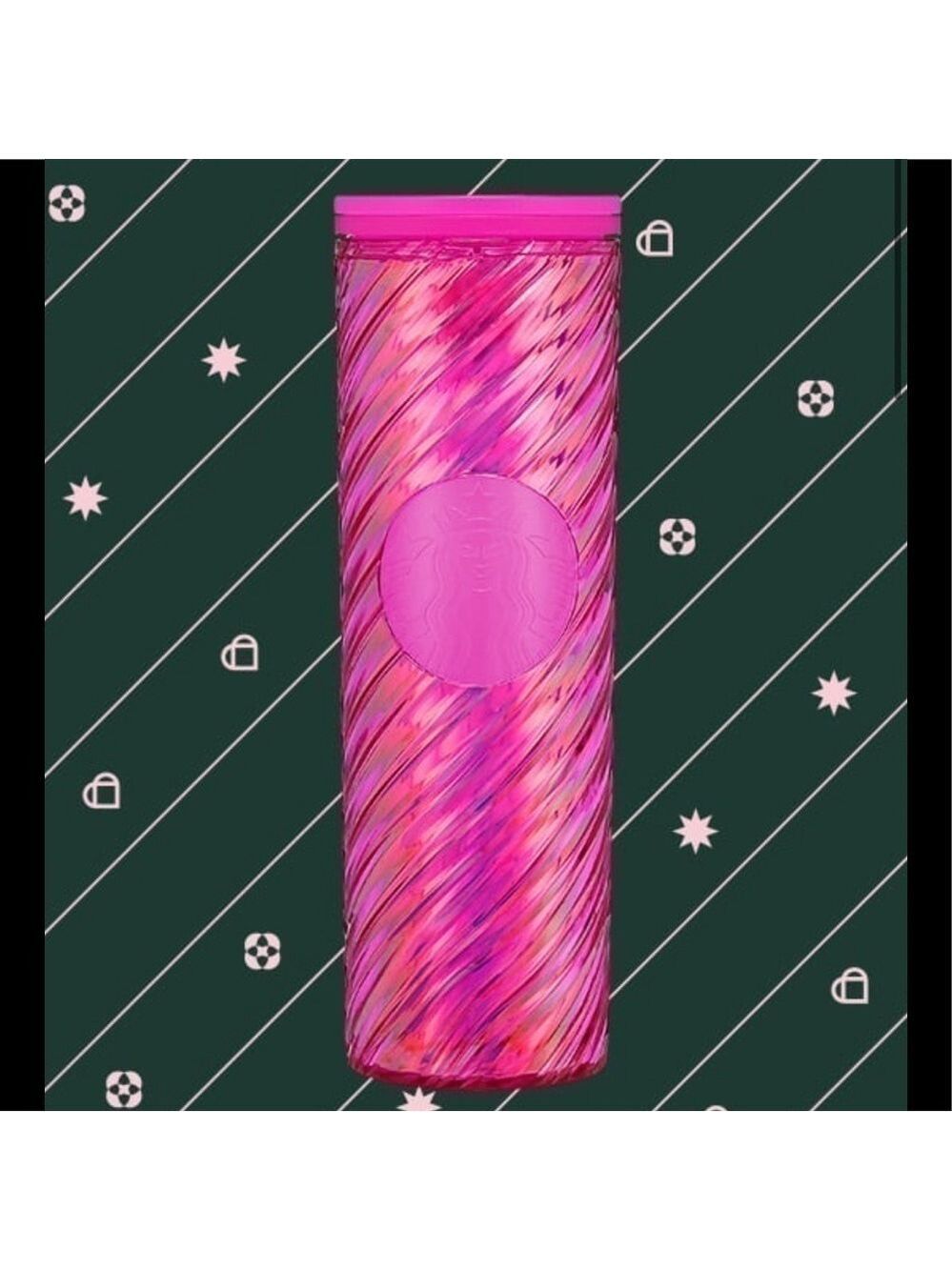 STARBUCKS New Pink Sangria Textured Twist Holiday Tumbler Grande Pink Barbie
